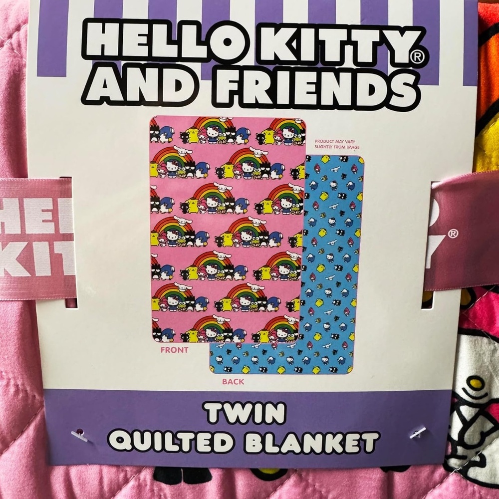 Hello Kitty Quilted Reversible Throw Blanket - HK & Friends, 60"x90" - Picture 4 of 4